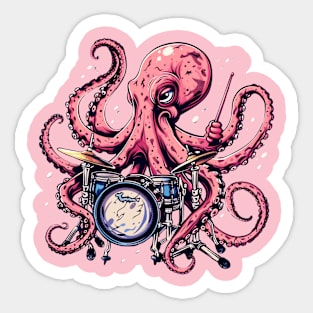 Octopus Drummer Sticker